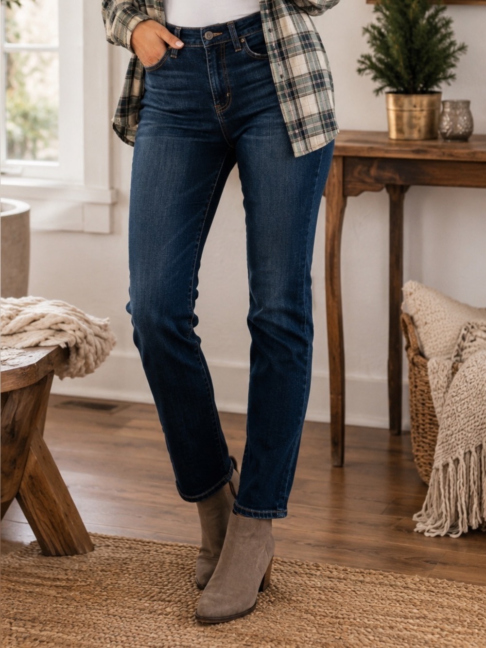 J Crew Skinny Toothpick Mid Rise Whiskered Ankle Length Dark Wash Jeans Size 28
